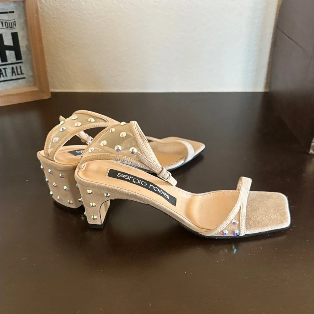 Sergio Rossi Tan Strappy Heels - Picture 3 of 5